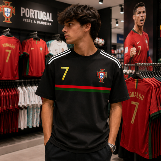 CR7 Portugal Oversized Graphic T-Shirt – Black