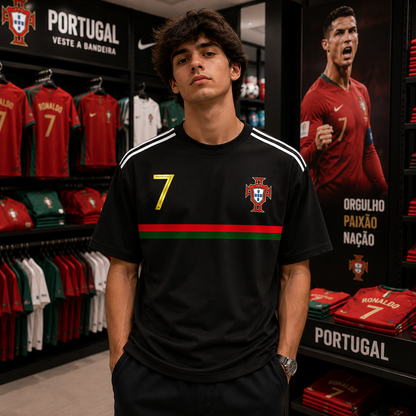 CR7 Portugal Oversized Graphic T-Shirt – Black