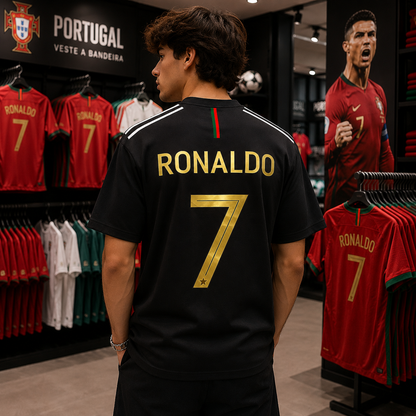 CR7 Portugal Oversized Graphic T-Shirt – Black