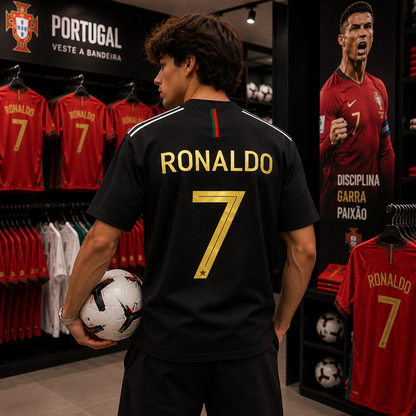 CR7 Portugal Oversized Graphic T-Shirt – Black