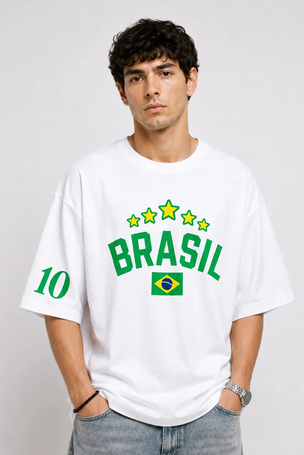 Brasil Champions Oversized White T-Shirt
