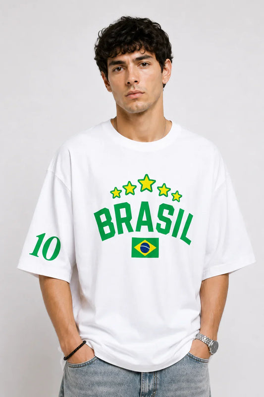 Brasil Champions Oversized White T-Shirt