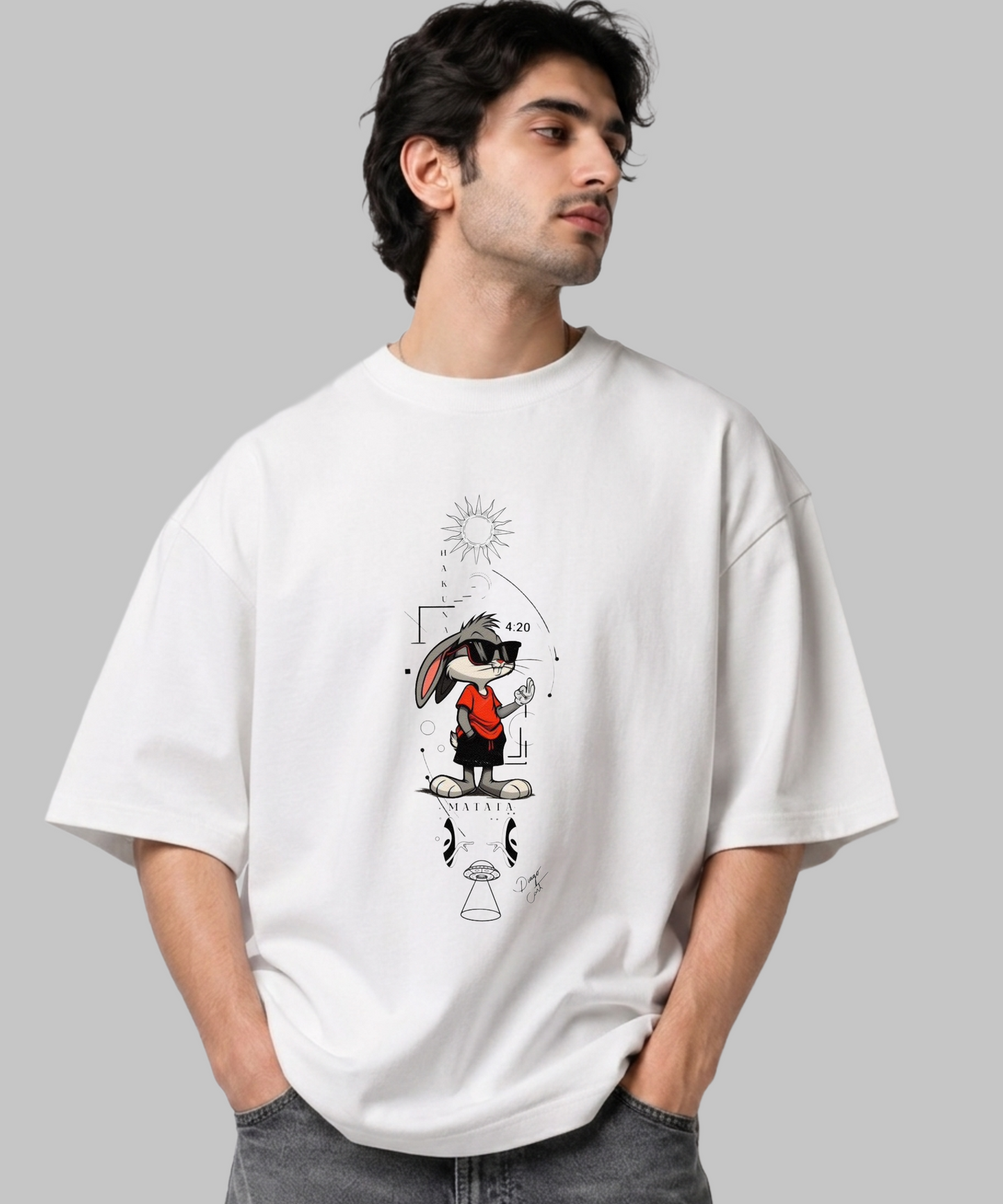 Cosmic Bunny Oversized Graphic Tee