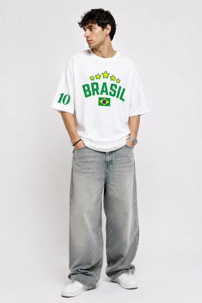 Brasil Champions Oversized White T-Shirt
