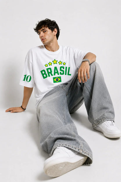 Brasil Champions Oversized White T-Shirt
